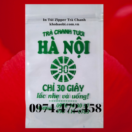 In Túi Zipper Trà Chanh Tươi Hà Nội 