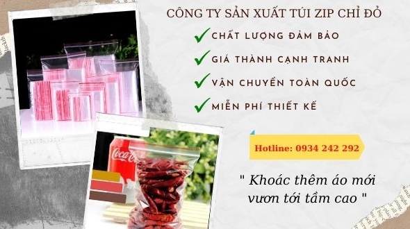 Sản xuất túi zip chỉ đỏ