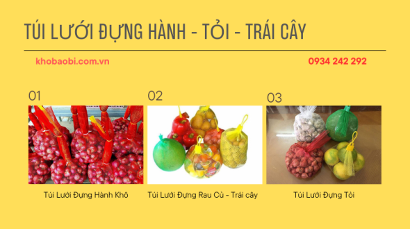 Túi lưới đựng hành, tỏi, trái cây giá sỉ