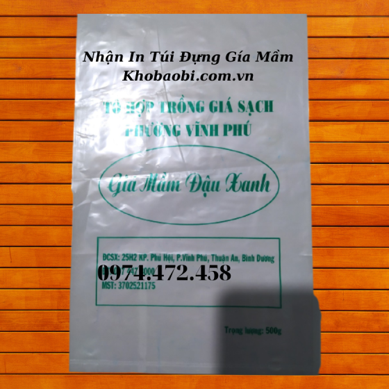 In Túi PE Giá Mầm Đậu Xanh