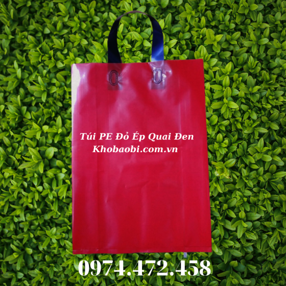 Túi Hột Xoài PE Đỏ Ép Quai Đen
