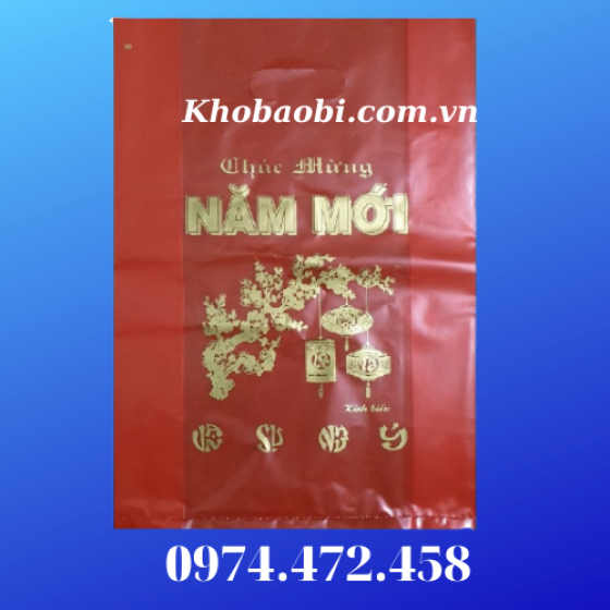 Túi Hột Xoài PE Màu Đỏ In Chúc Mừng Năm Mới 