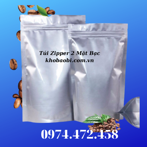 Túi Zipper 2 Mặt Bạc 