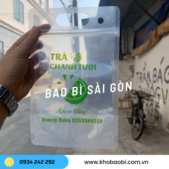 Túi zipper đựng trà chanh, trà sữa trong suốt