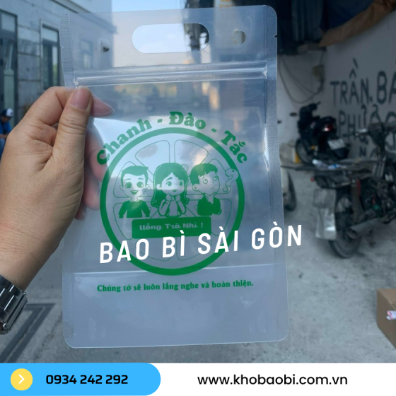 Túi zipper đựng trà chanh, trà sữa trong suốt