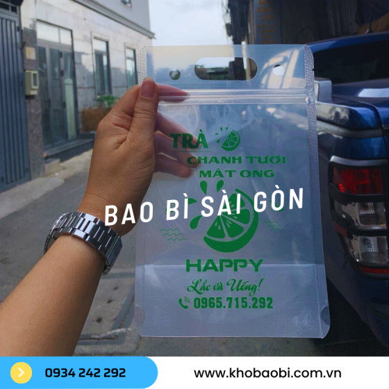 Túi zipper đựng trà chanh, trà sữa trong suốt