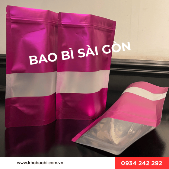 Túi zipper nhôm màu đáy đứng có cửa sổ 