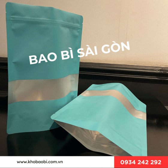 Túi zipper nhôm màu đáy đứng có cửa sổ 