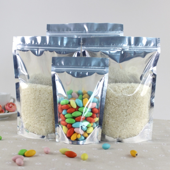 Túi Zipper Ghép 1 Mặt Bạc 1 Mặt Trong 